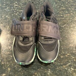 Under Armour Kids Black Sneakers with Green Accents
